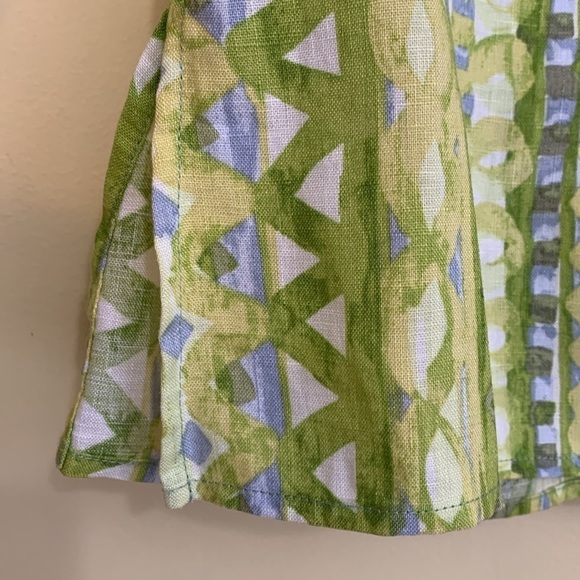 Sigrid Olsen | 100% Linen Green White Mixed Print Button Down Collared Shirt XS - Picture 7 of 17